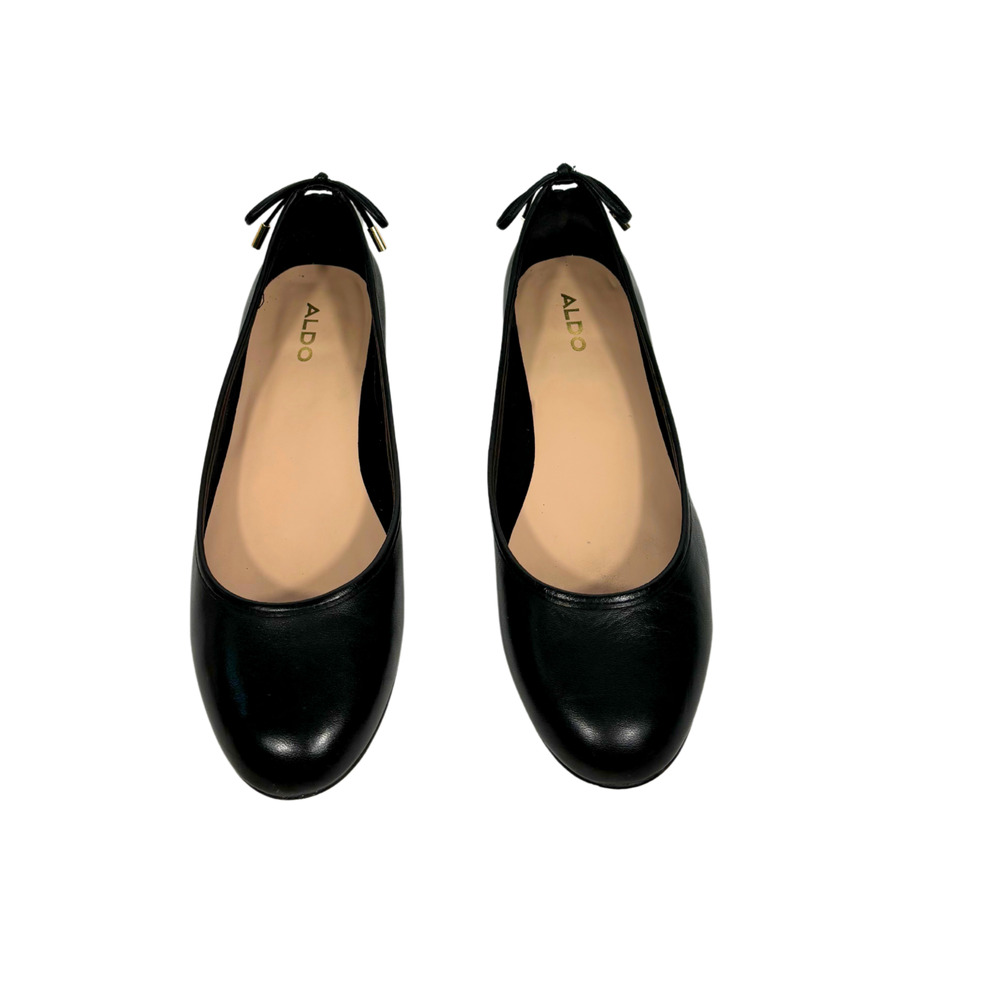 Aldo black leather ballet flats w bow 7.5 W BOX